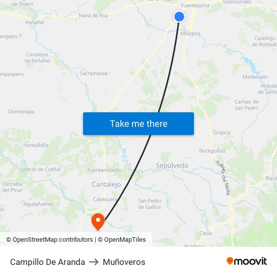 Campillo De Aranda to Muñoveros map