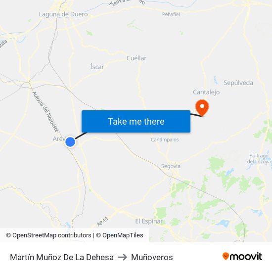 Martín Muñoz De La Dehesa to Muñoveros map