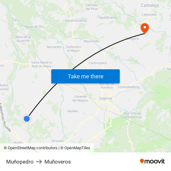 Muñopedro to Muñoveros map