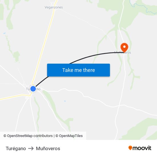 Turégano to Muñoveros map