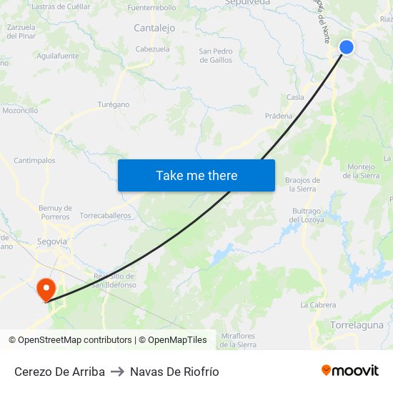 Cerezo De Arriba to Navas De Riofrío map