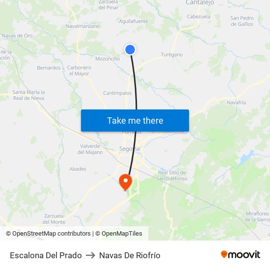 Escalona Del Prado to Navas De Riofrío map