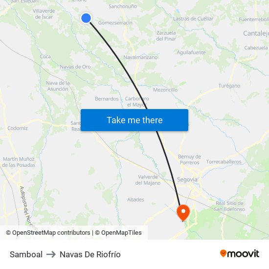 Samboal to Navas De Riofrío map