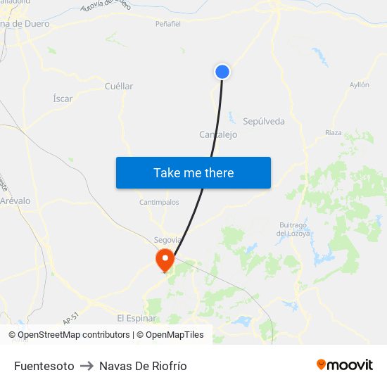 Fuentesoto to Navas De Riofrío map