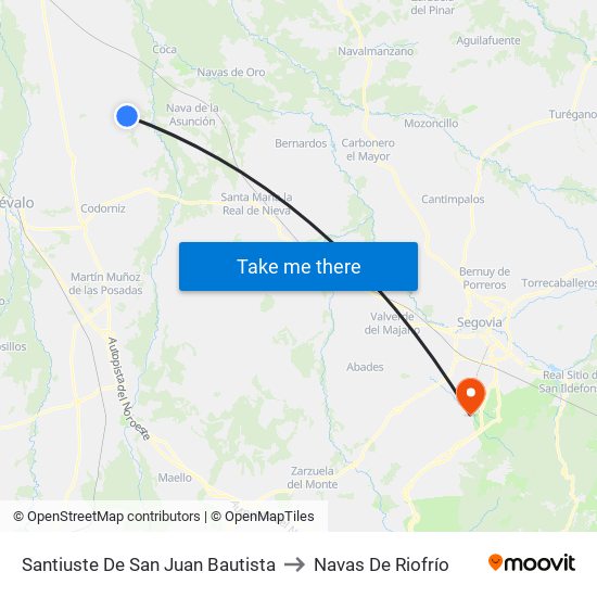 Santiuste De San Juan Bautista to Navas De Riofrío map