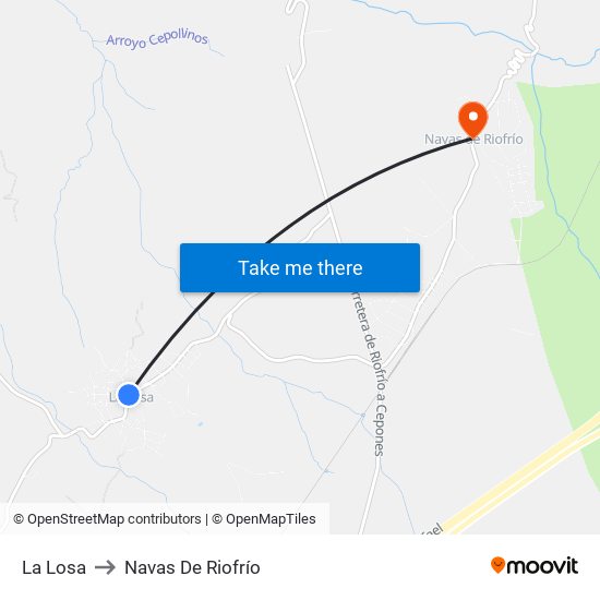 La Losa to Navas De Riofrío map