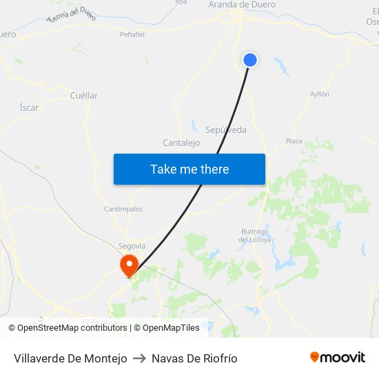 Villaverde De Montejo to Navas De Riofrío map