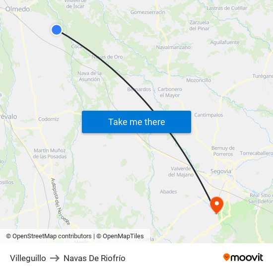 Villeguillo to Navas De Riofrío map
