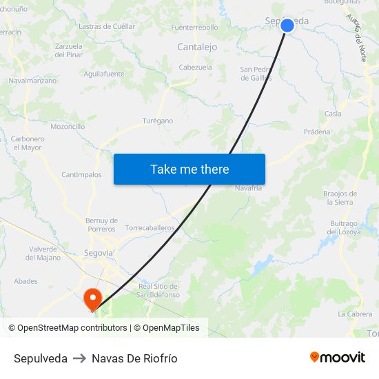 Sepulveda to Navas De Riofrío map