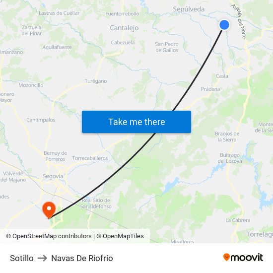 Sotillo to Navas De Riofrío map