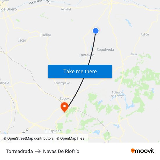 Torreadrada to Navas De Riofrío map