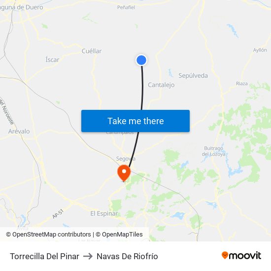 Torrecilla Del Pinar to Navas De Riofrío map