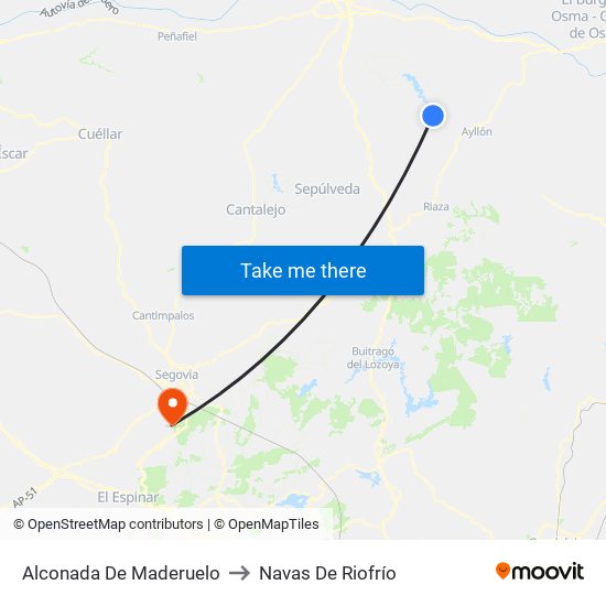 Alconada De Maderuelo to Navas De Riofrío map