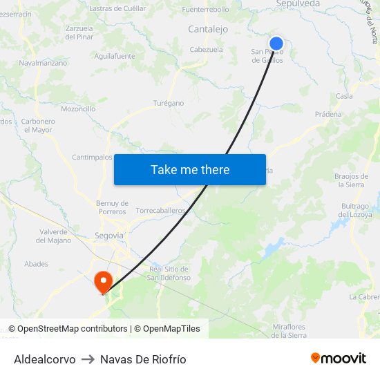 Aldealcorvo to Navas De Riofrío map