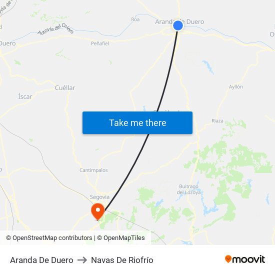 Aranda De Duero to Navas De Riofrío map