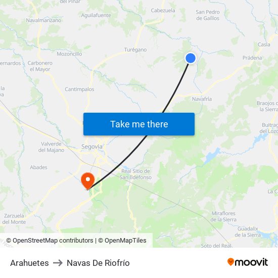 Arahuetes to Navas De Riofrío map