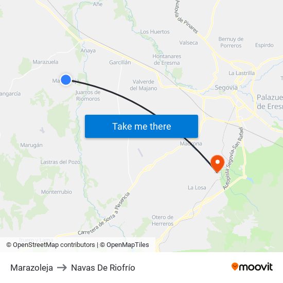 Marazoleja to Navas De Riofrío map