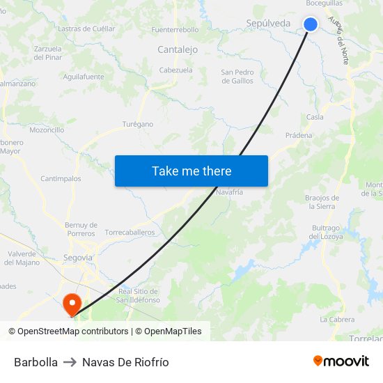 Barbolla to Navas De Riofrío map