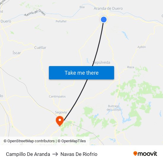 Campillo De Aranda to Navas De Riofrío map