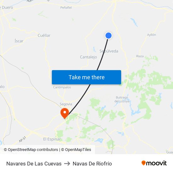 Navares De Las Cuevas to Navas De Riofrío map