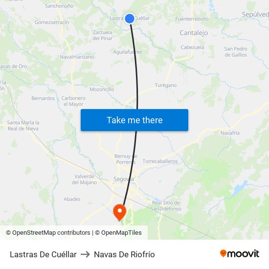 Lastras De Cuéllar to Navas De Riofrío map