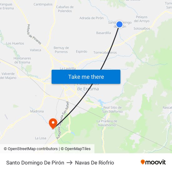 Santo Domingo De Pirón to Navas De Riofrío map