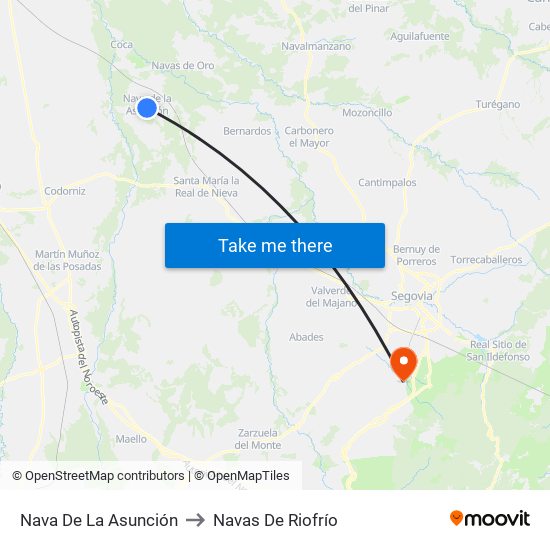 Nava De La Asunción to Navas De Riofrío map