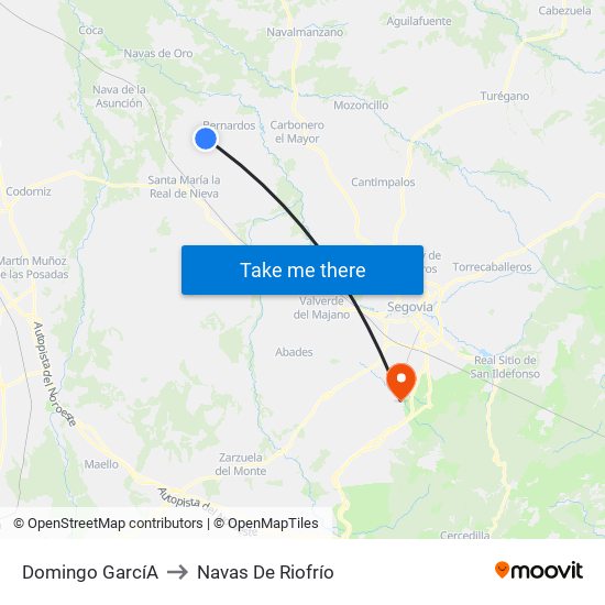 Domingo Garcí­A to Navas De Riofrío map