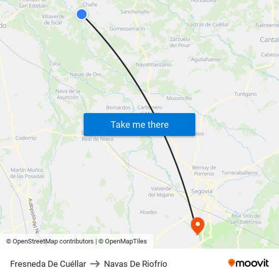 Fresneda De Cuéllar to Navas De Riofrío map