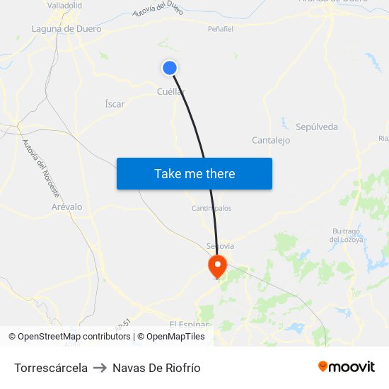 Torrescárcela to Navas De Riofrío map