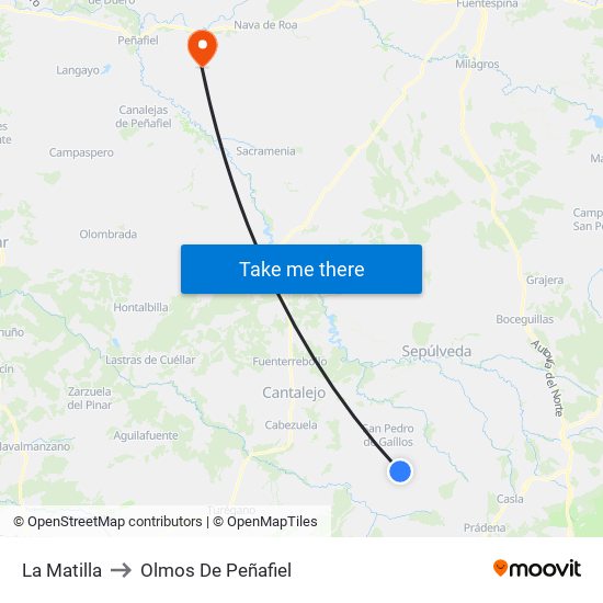 La Matilla to Olmos De Peñafiel map