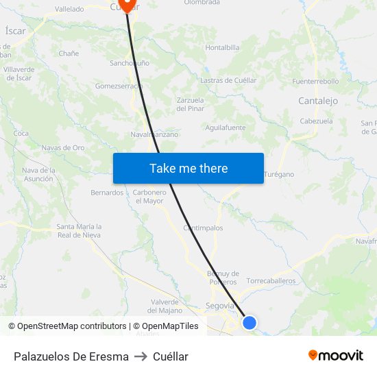 Palazuelos De Eresma to Cuéllar map