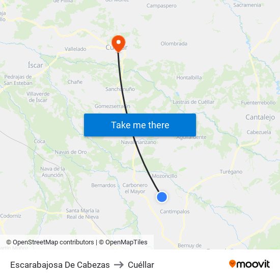 Escarabajosa De Cabezas to Cuéllar map