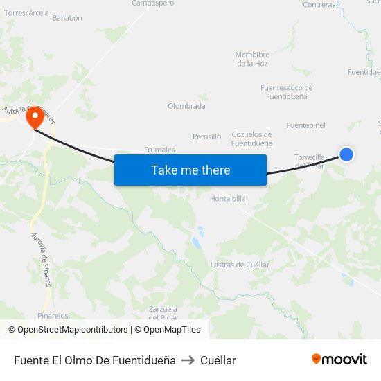 Fuente El Olmo De Fuentidueña to Cuéllar map