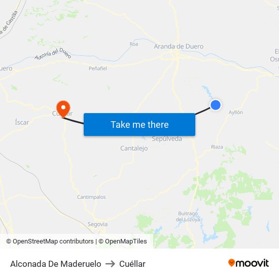 Alconada De Maderuelo to Cuéllar map