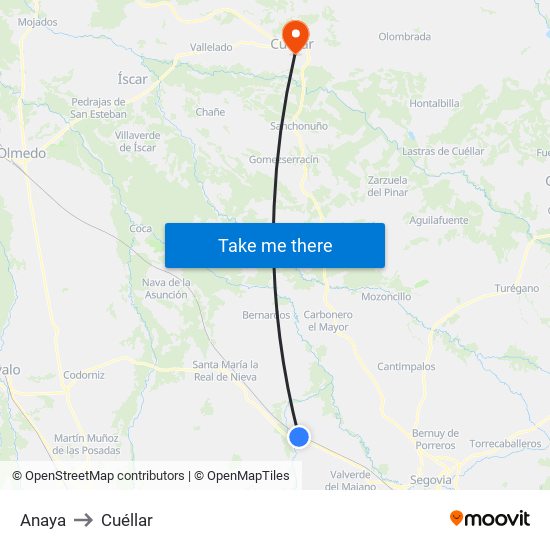 Anaya to Cuéllar map