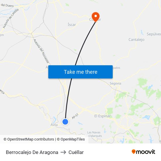 Berrocalejo De Aragona to Cuéllar map
