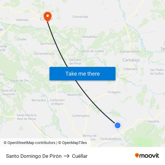 Santo Domingo De Pirón to Cuéllar map