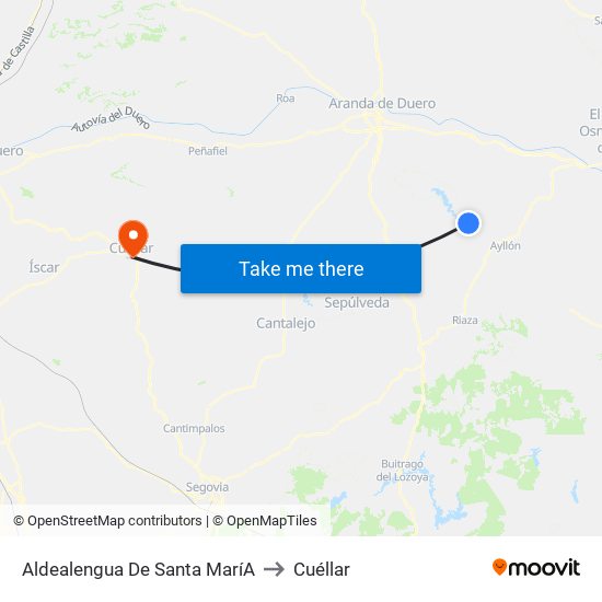 Aldealengua De Santa Marí­A to Cuéllar map