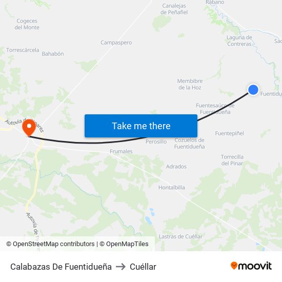 Calabazas De Fuentidueña to Cuéllar map