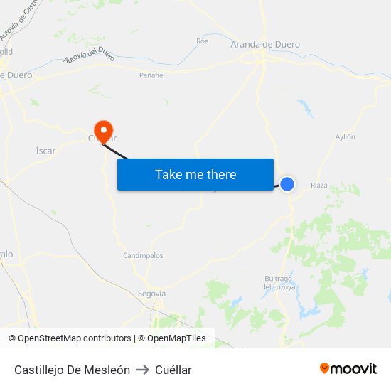 Castillejo De Mesleón to Cuéllar map