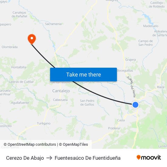 Cerezo De Abajo to Fuentesaúco De Fuentidueña map