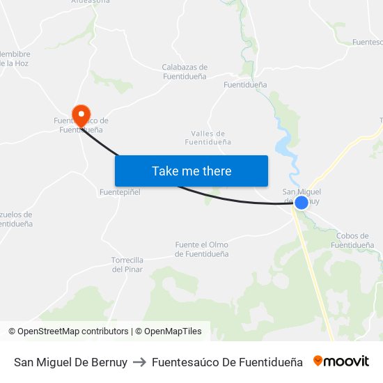 San Miguel De Bernuy to Fuentesaúco De Fuentidueña map