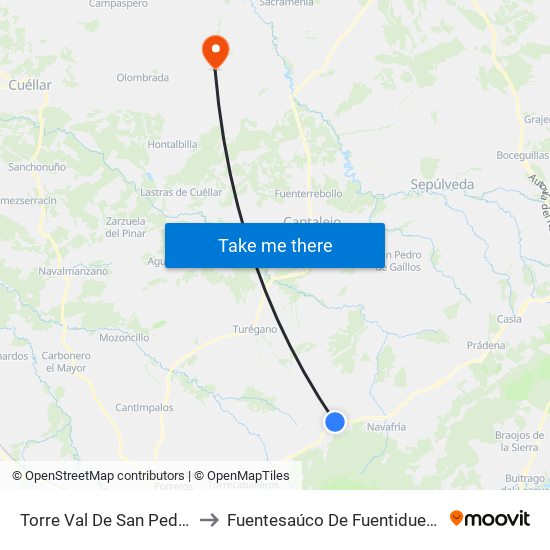 Torre Val De San Pedro to Fuentesaúco De Fuentidueña map
