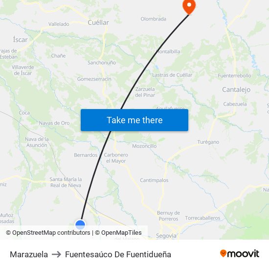 Marazuela to Fuentesaúco De Fuentidueña map