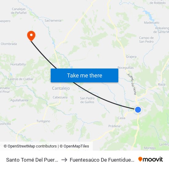 Santo Tomé Del Puerto to Fuentesaúco De Fuentidueña map