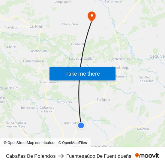 Cabañas De Polendos to Fuentesaúco De Fuentidueña map