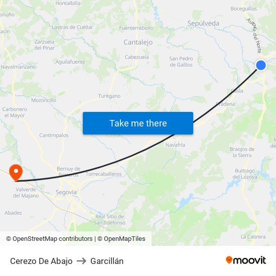 Cerezo De Abajo to Garcillán map