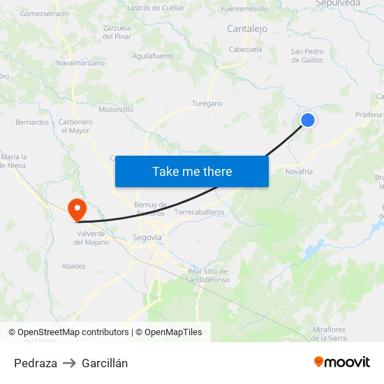 Pedraza to Garcillán map