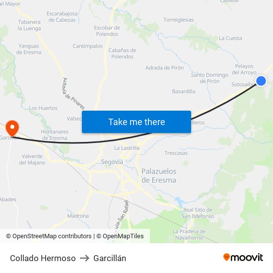 Collado Hermoso to Garcillán map